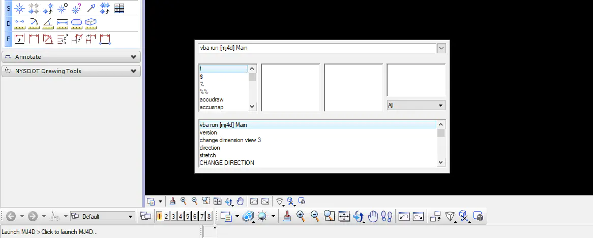 Launch the MJ4D app from MicroStation V8i using a Key In command